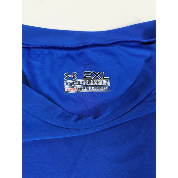 Mens under armour compression XXL 2XL Short Sleeve blue heat gear EUC ^* - Picture 3 of 5